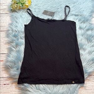 NWT AX Armani Exchange Asymmetrical Strap Jersey Tank Top Black sz S